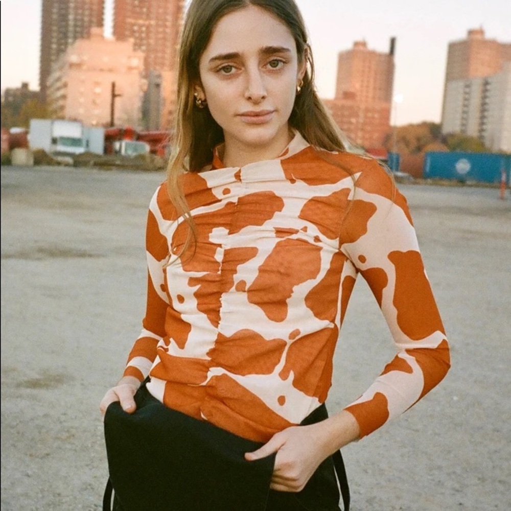 Lisa says gah! Moo Print Mesh shirt